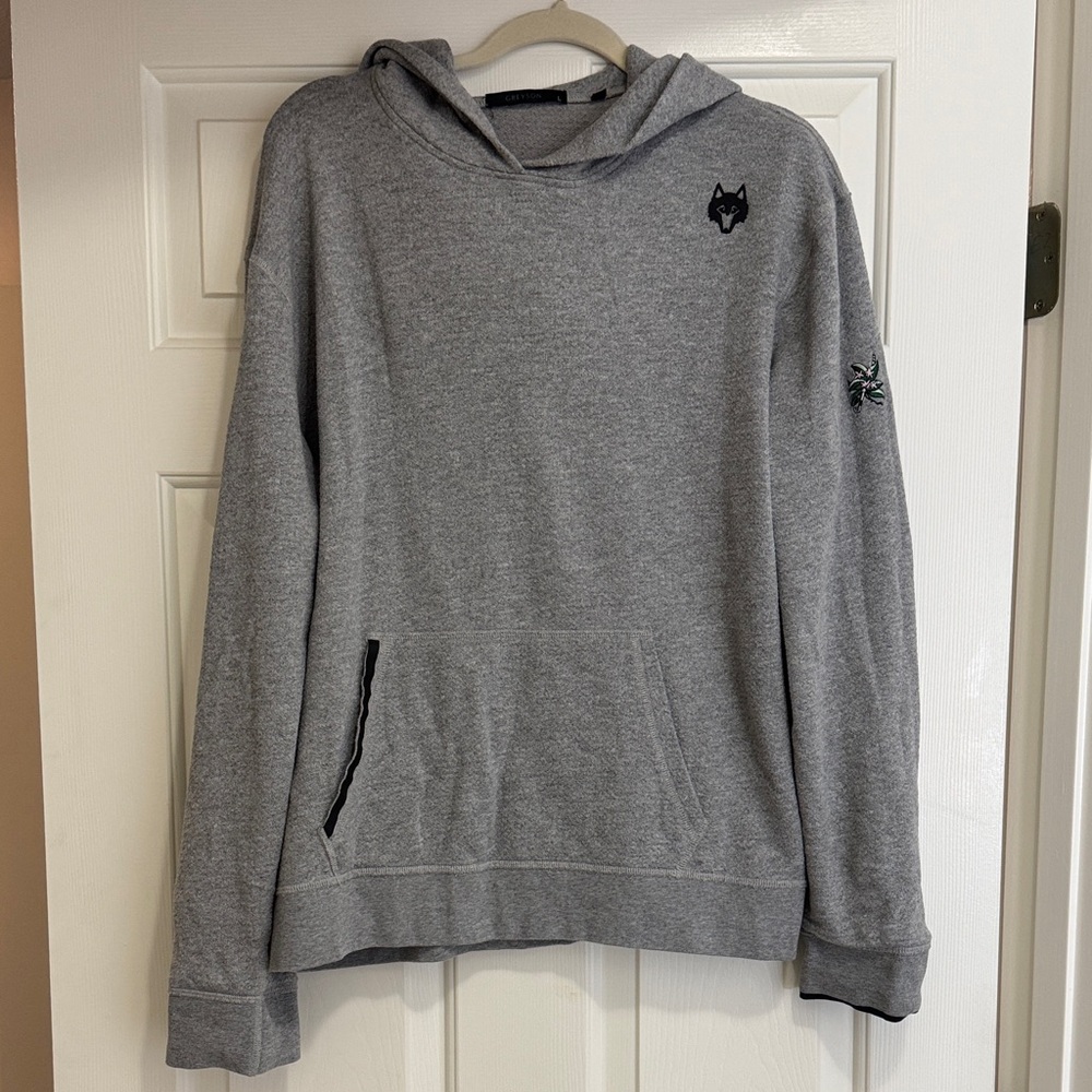 Greyson Light Gray Pullover Hoodie with Small Wolf Patch